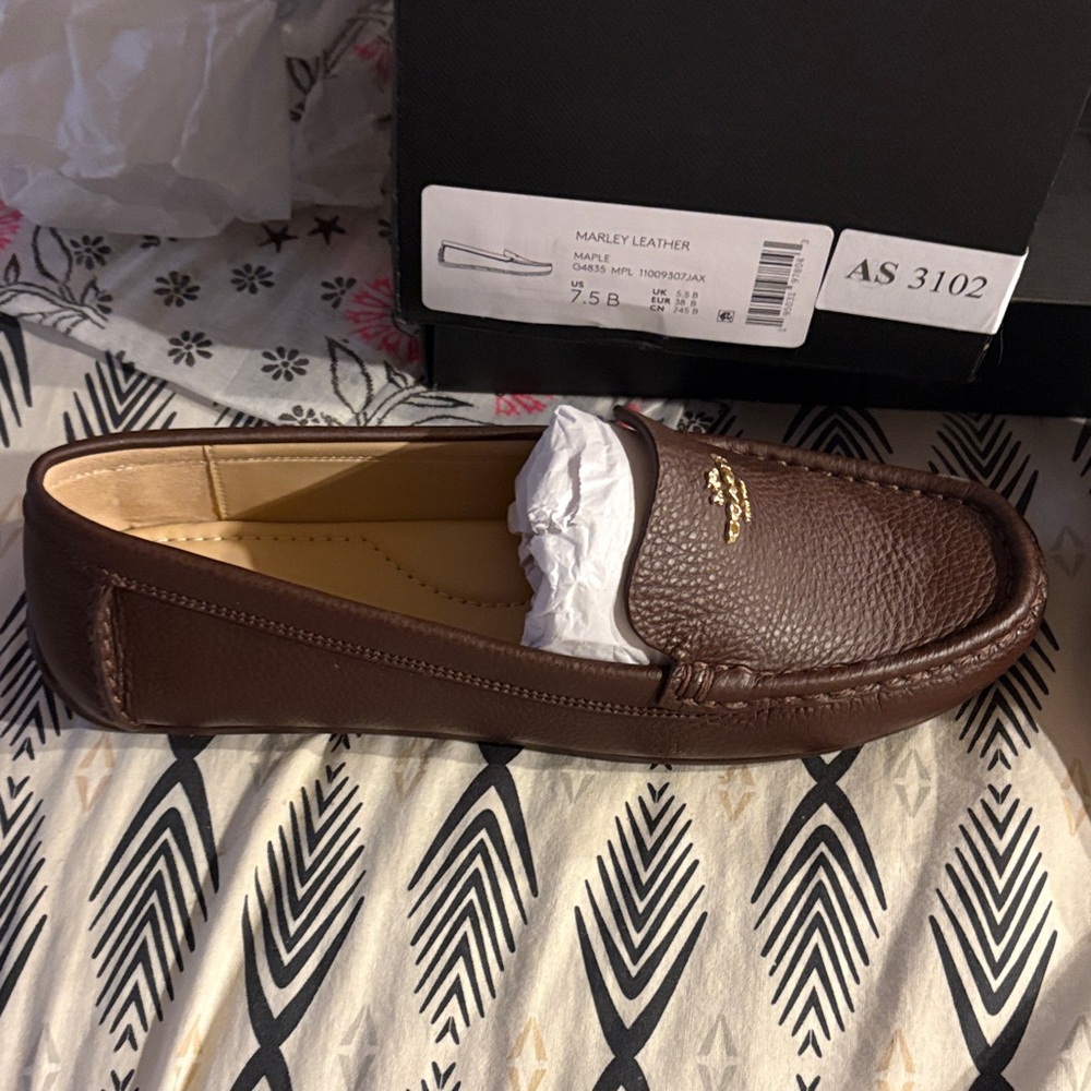 Coach Women’s Dark Brown Leather Slip-On Loafers - Picture 2 of 3